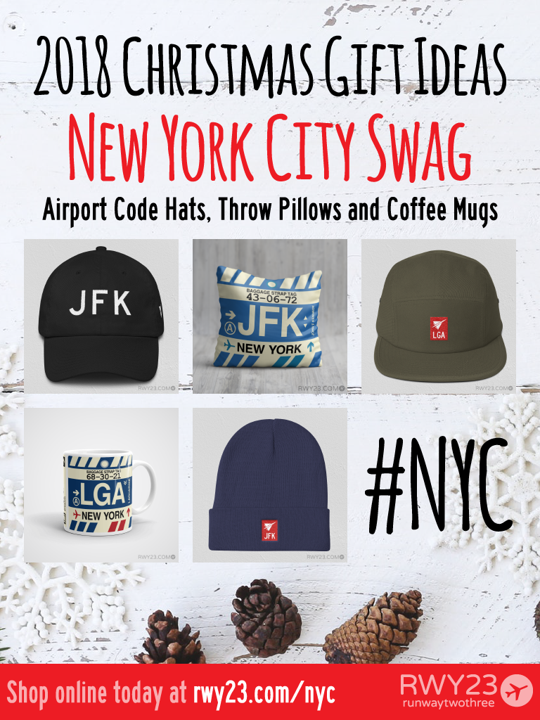 2018 Christmas Gift Ideas – JFK and LGA New York Airport Code Swag – RWY23